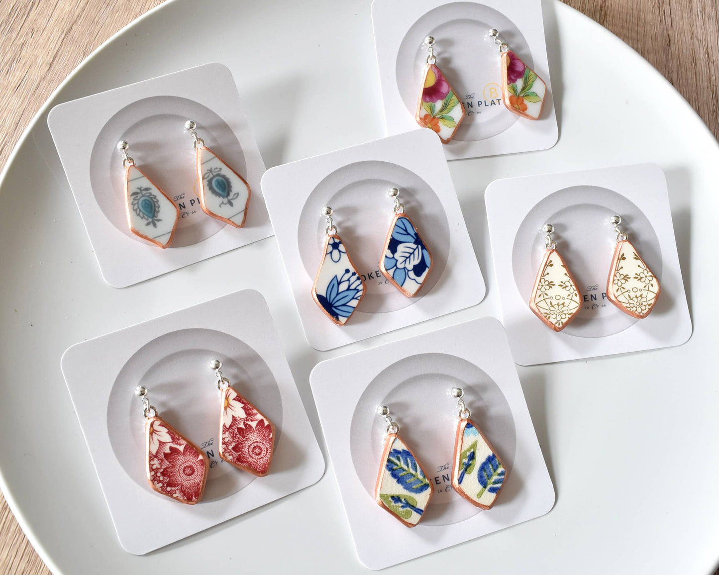 Broken Plate Dangle Earring - Diamond Drop
