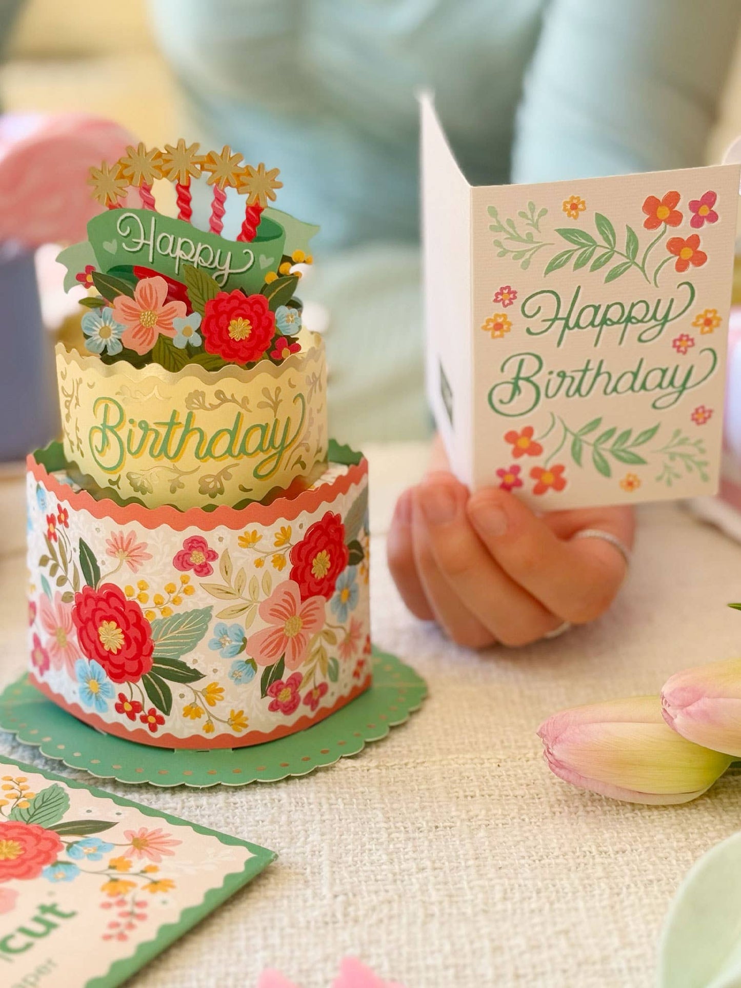 Mini Blooming Birthday Cake Pop-up Greeting Card