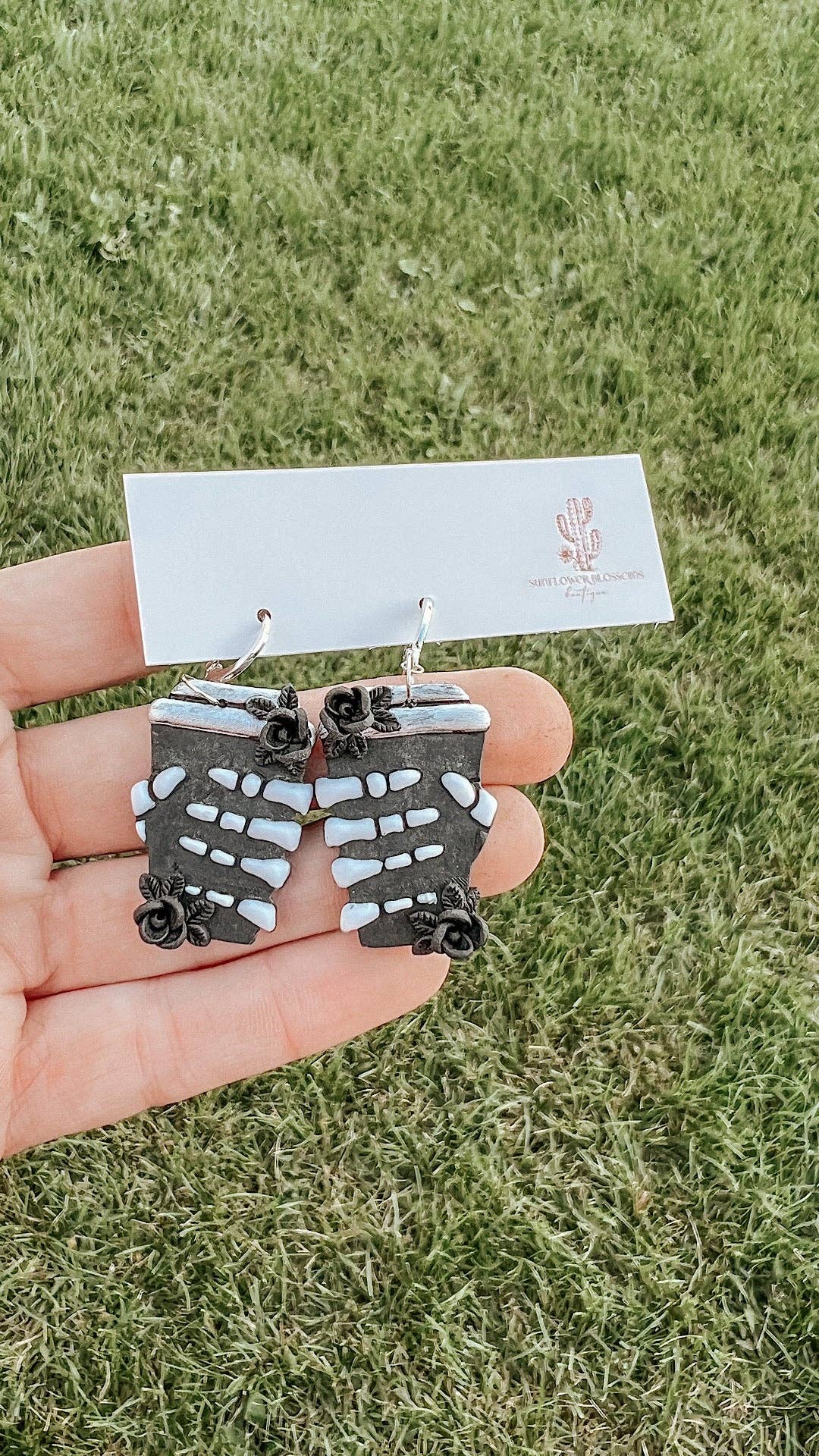 Skeleton Latte Dangle Earrings, Edgy Jewelry