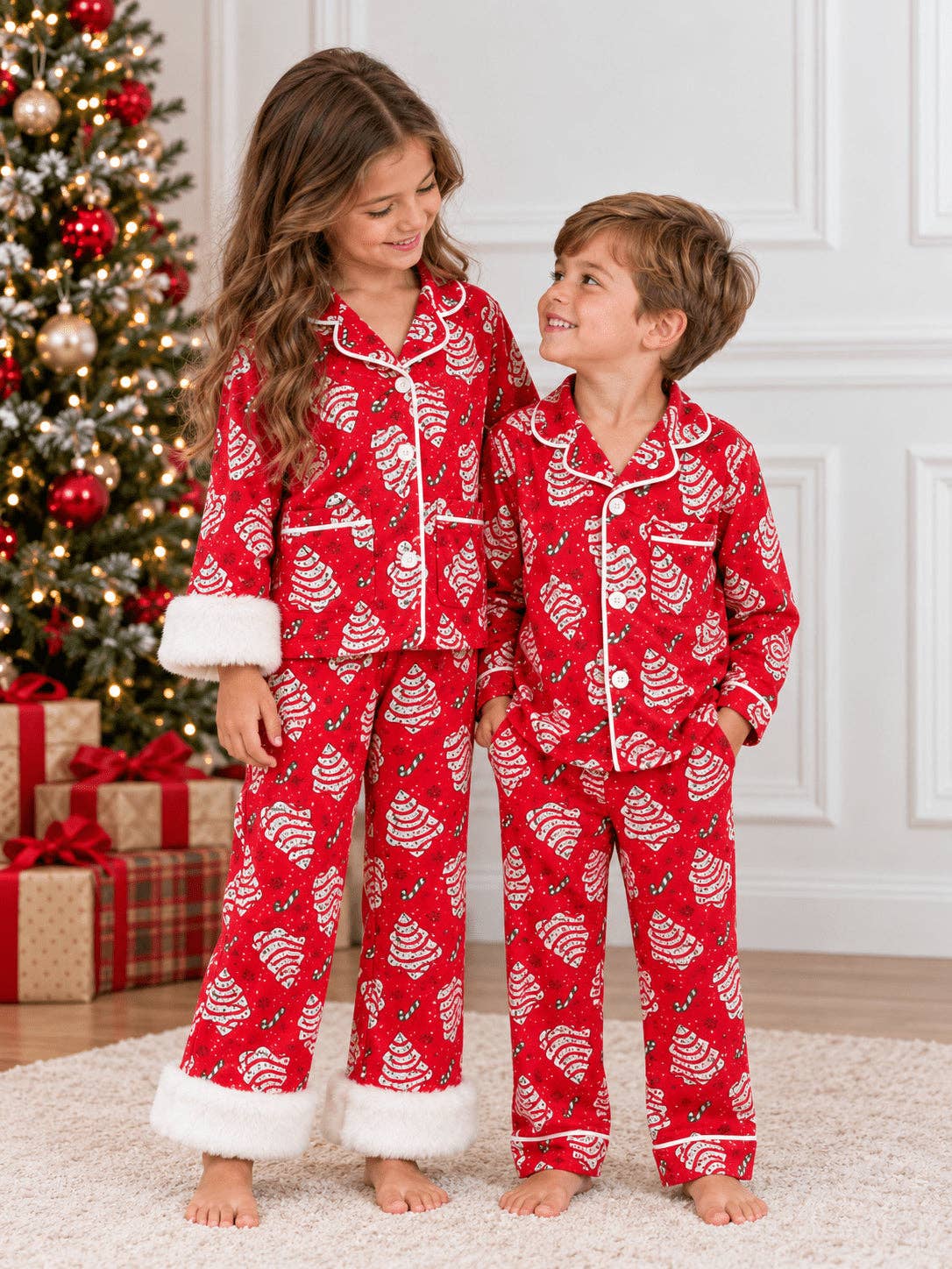 Christmas Tree Cake Family Matching Pajamas