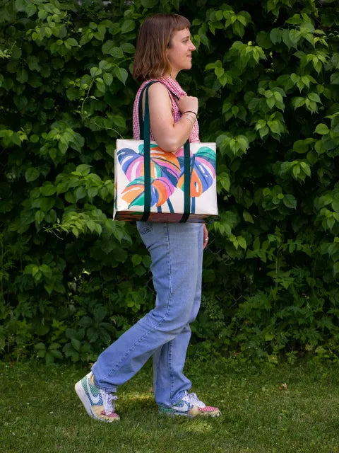 Monstera Leaf Shoulder Tote