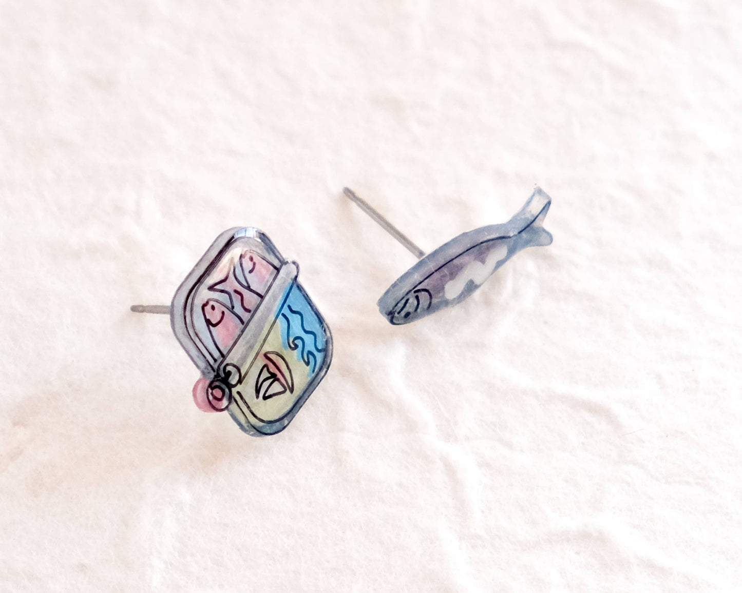 Sardines Canned Fish Marine Earrings