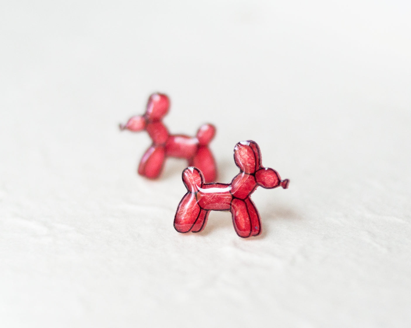 Red Balloon Dog Stud Earrings