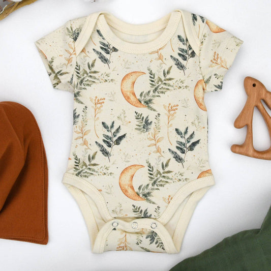 Organic Cotton Short Sleeve Baby Bodysuit, Lynx