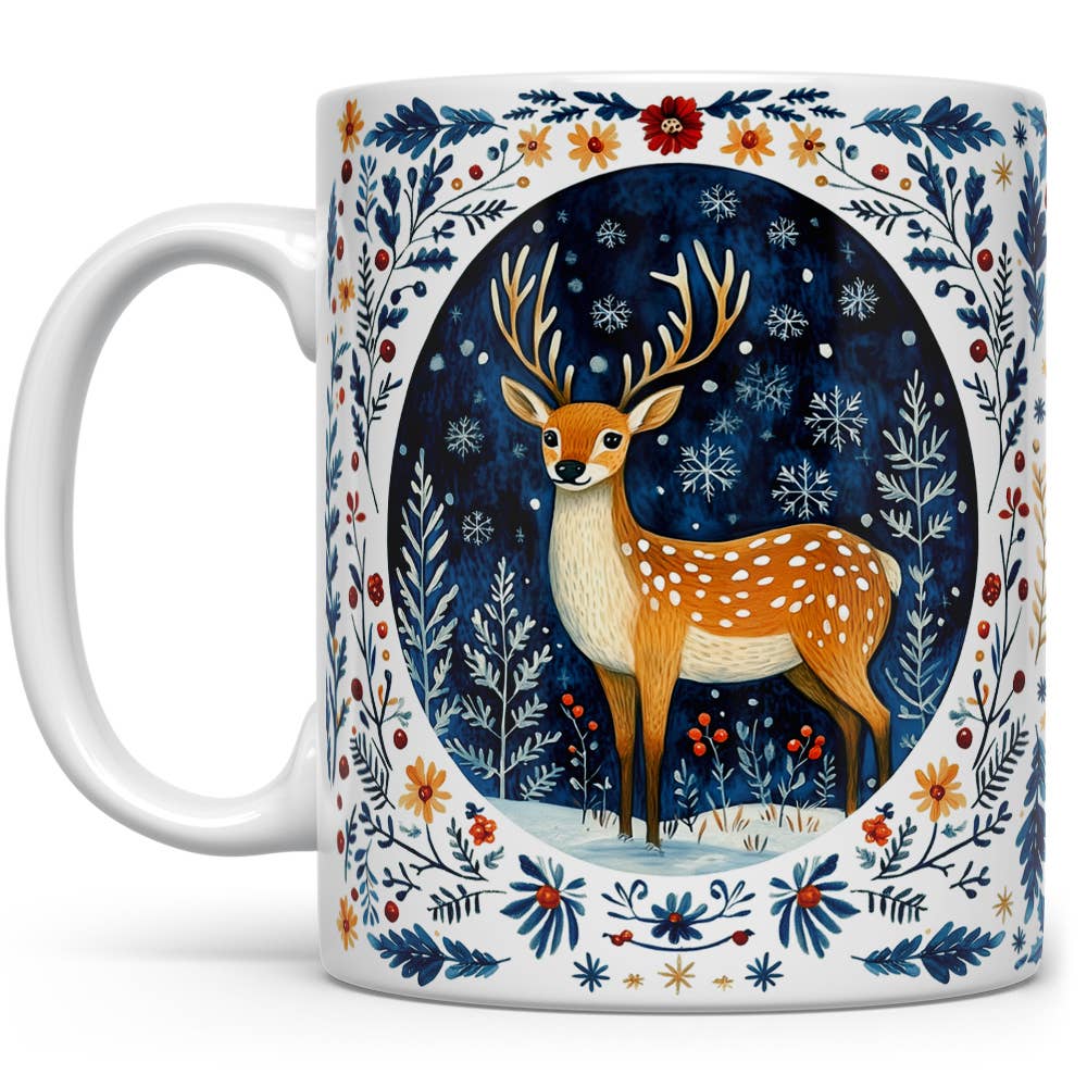 Festive Winter Woodland Deer Mug