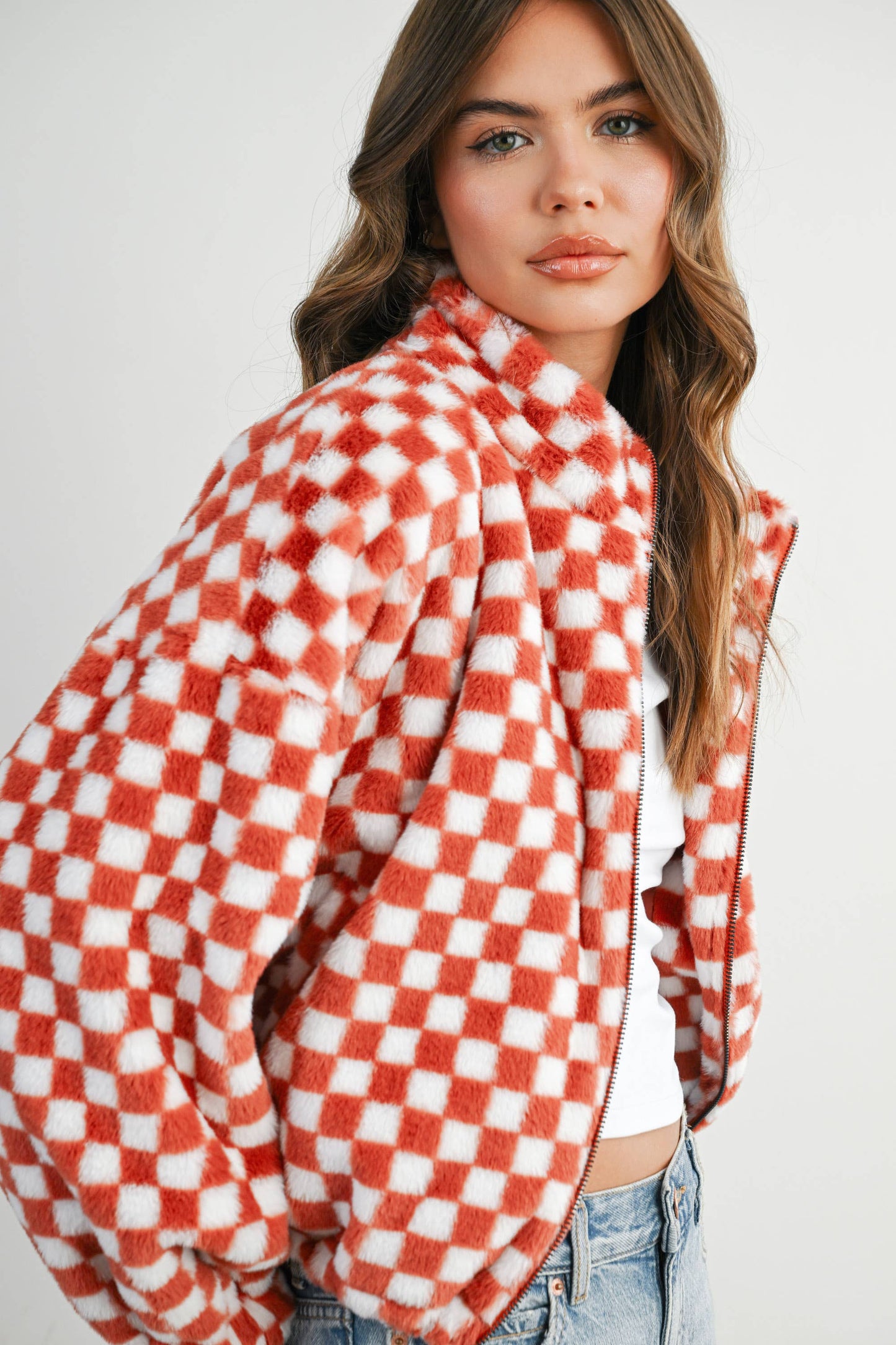 Fall Winter Checker Teddy Fall Jacket