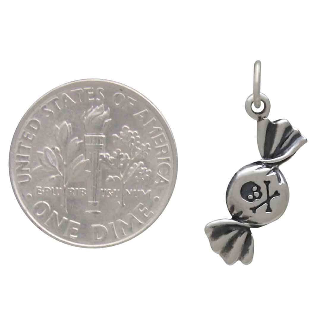 Sterling Silver or Bronze Poison Candy Charm 22x8mm