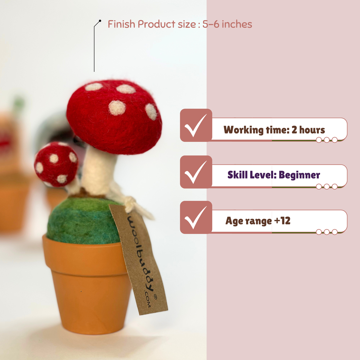 Mushroom Monster Needle Felting Kit – DIY Wool Craft
