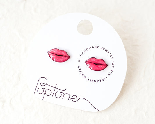 Red Lips Kiss Valentine Stud Earrings