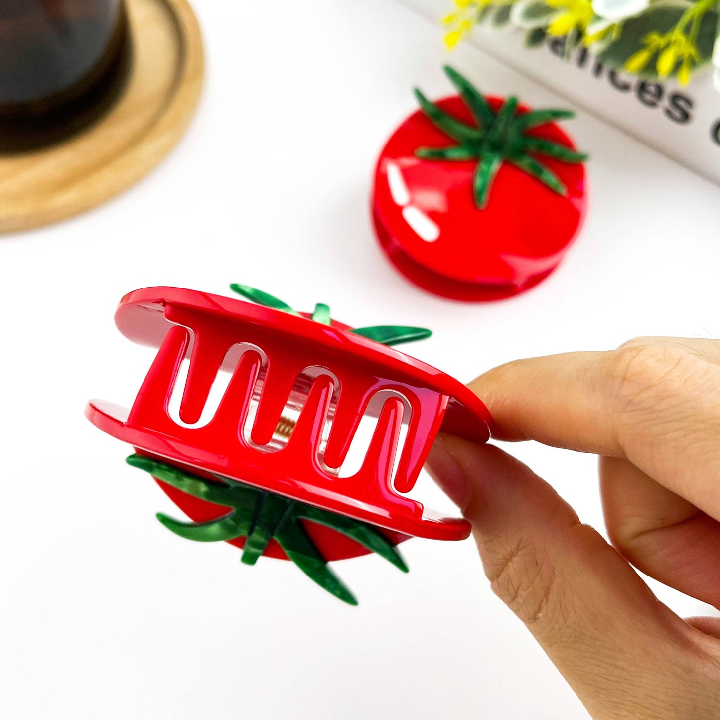 Red Tomato Hair Claw Clip, Acetate  Vegetable Hair Clip