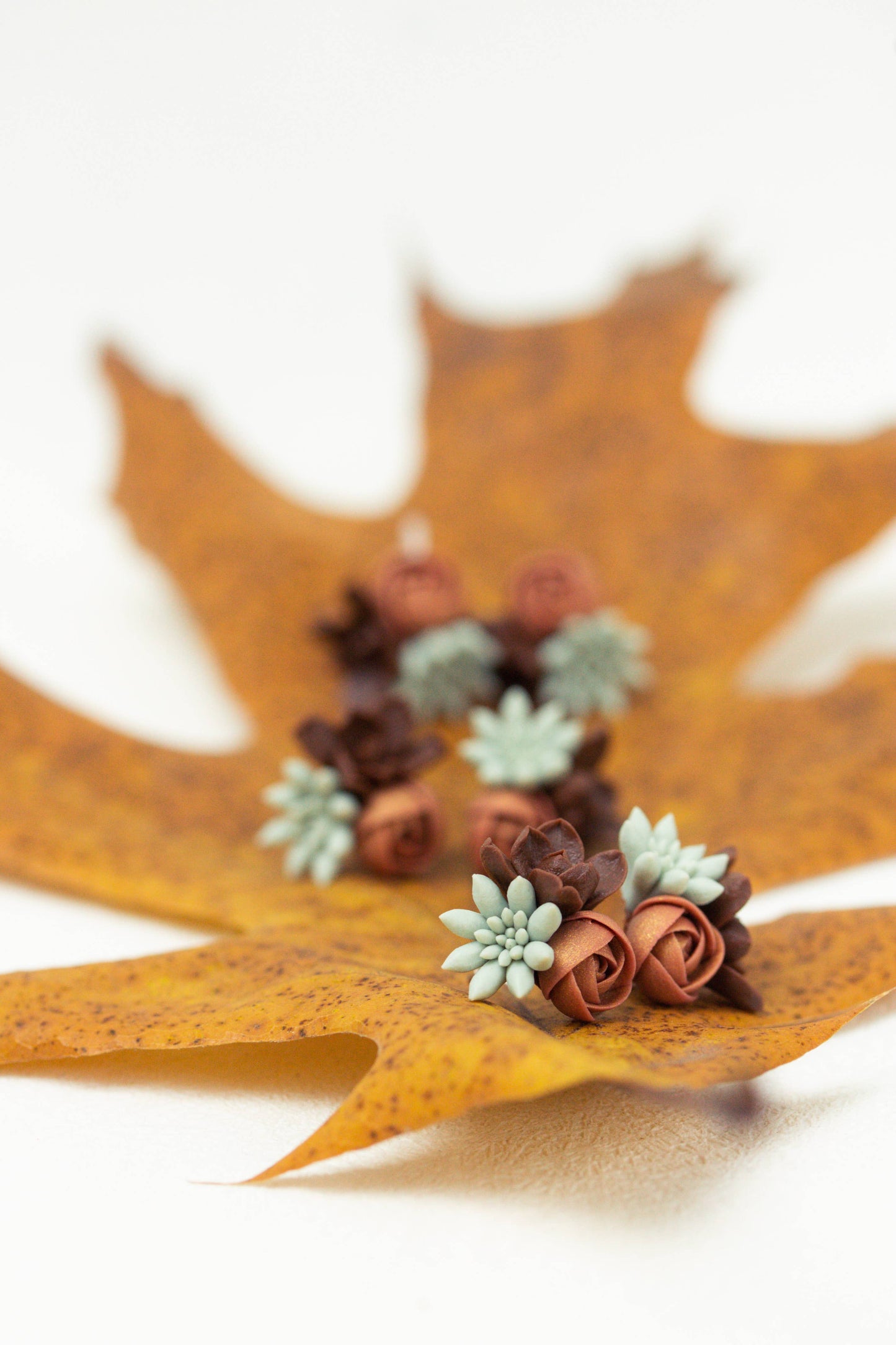 Succulent-Inspired Earrings – Handmade Polymer Clay Jewelry