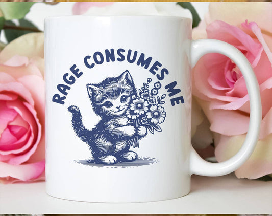 Rage Consumes Me Kitten - Funny Weird Animal Coffee Mug