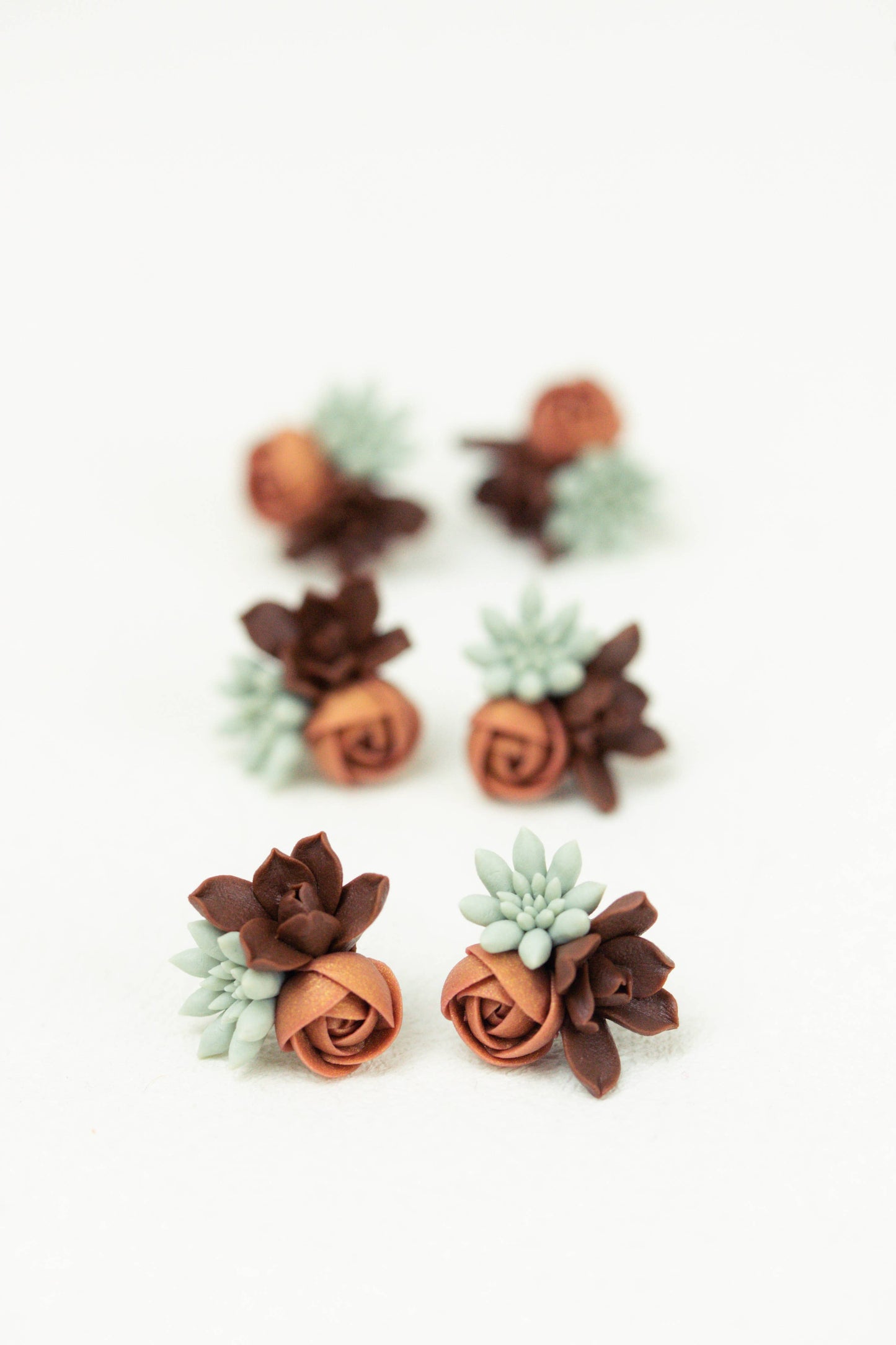 Succulent-Inspired Earrings – Handmade Polymer Clay Jewelry