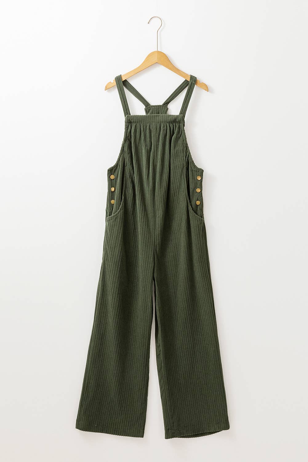 Corduroy Pocketed Wide Leg Loose Fit Overalls