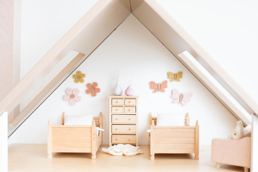 Dollhouse Butterfly Or Flower Wall Decor Set of 3 - Pink Sienna Mustard