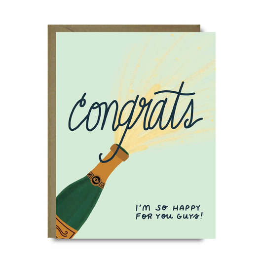 Congrats Champagne Pop Wedding Celebration Greeting Card