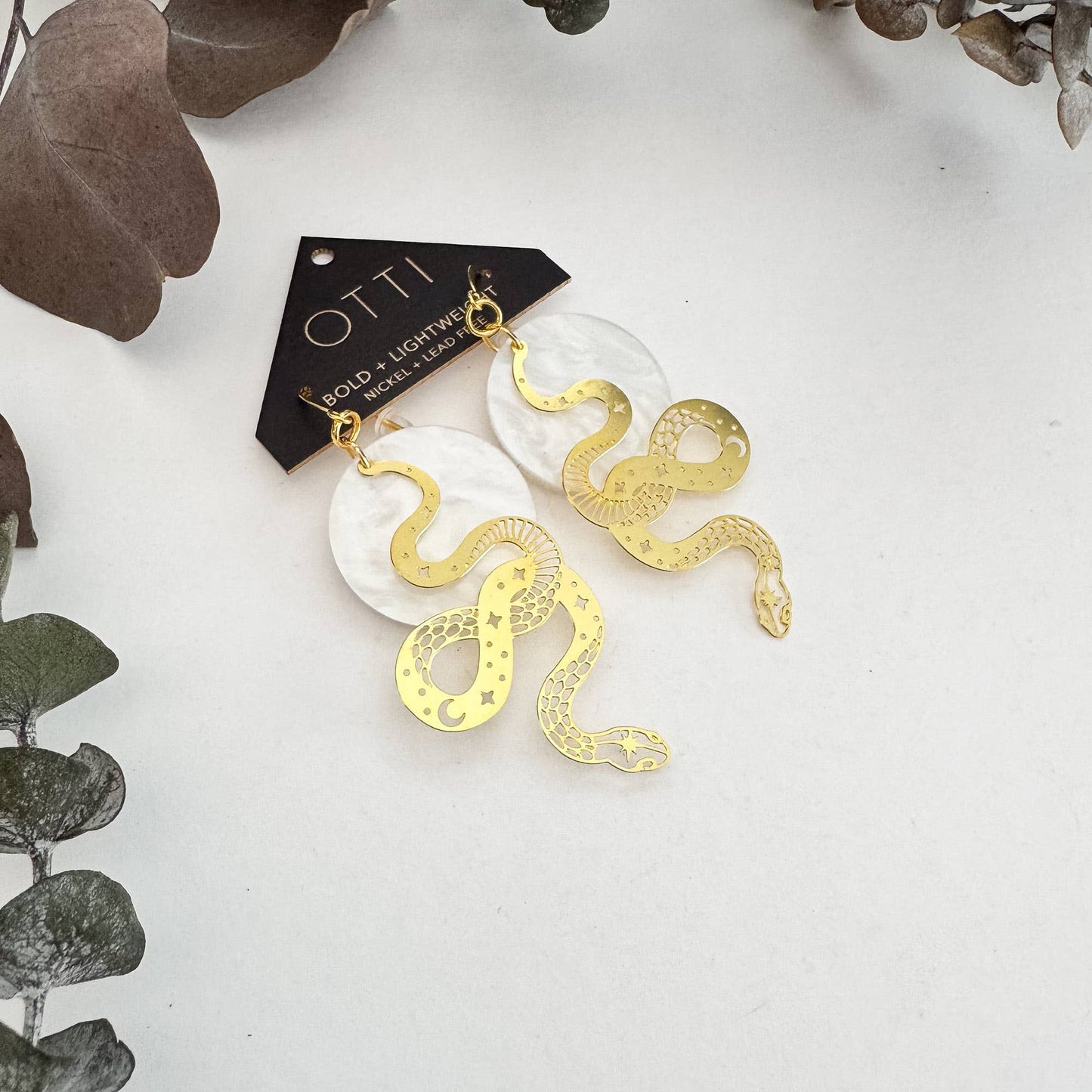 Gold Snake Earrings: Cut-Out