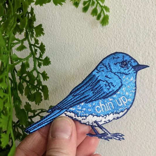 Chin Up Bluebird Iron-on Patch