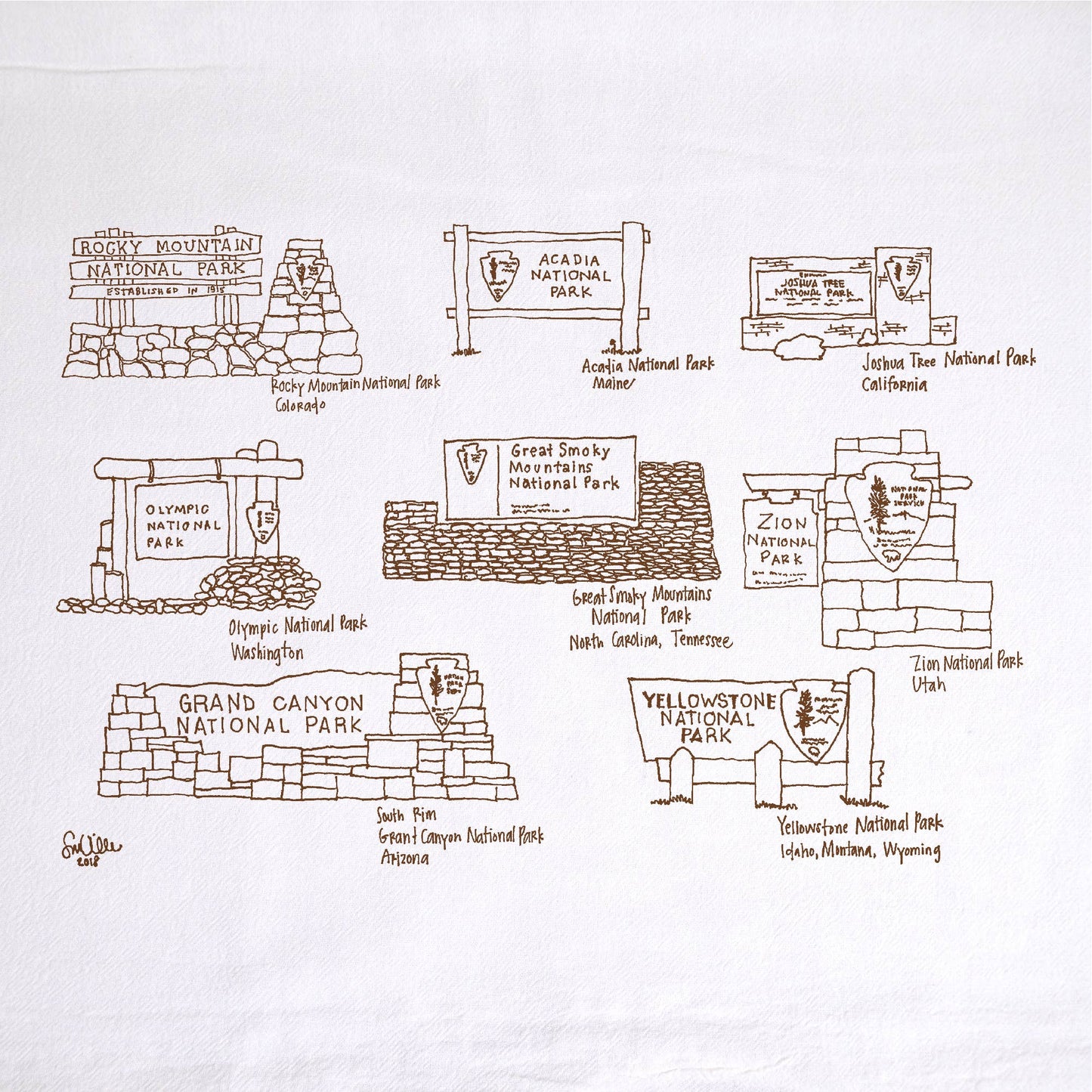 National Parks Tea Towel | kitchen | flour sack | dish