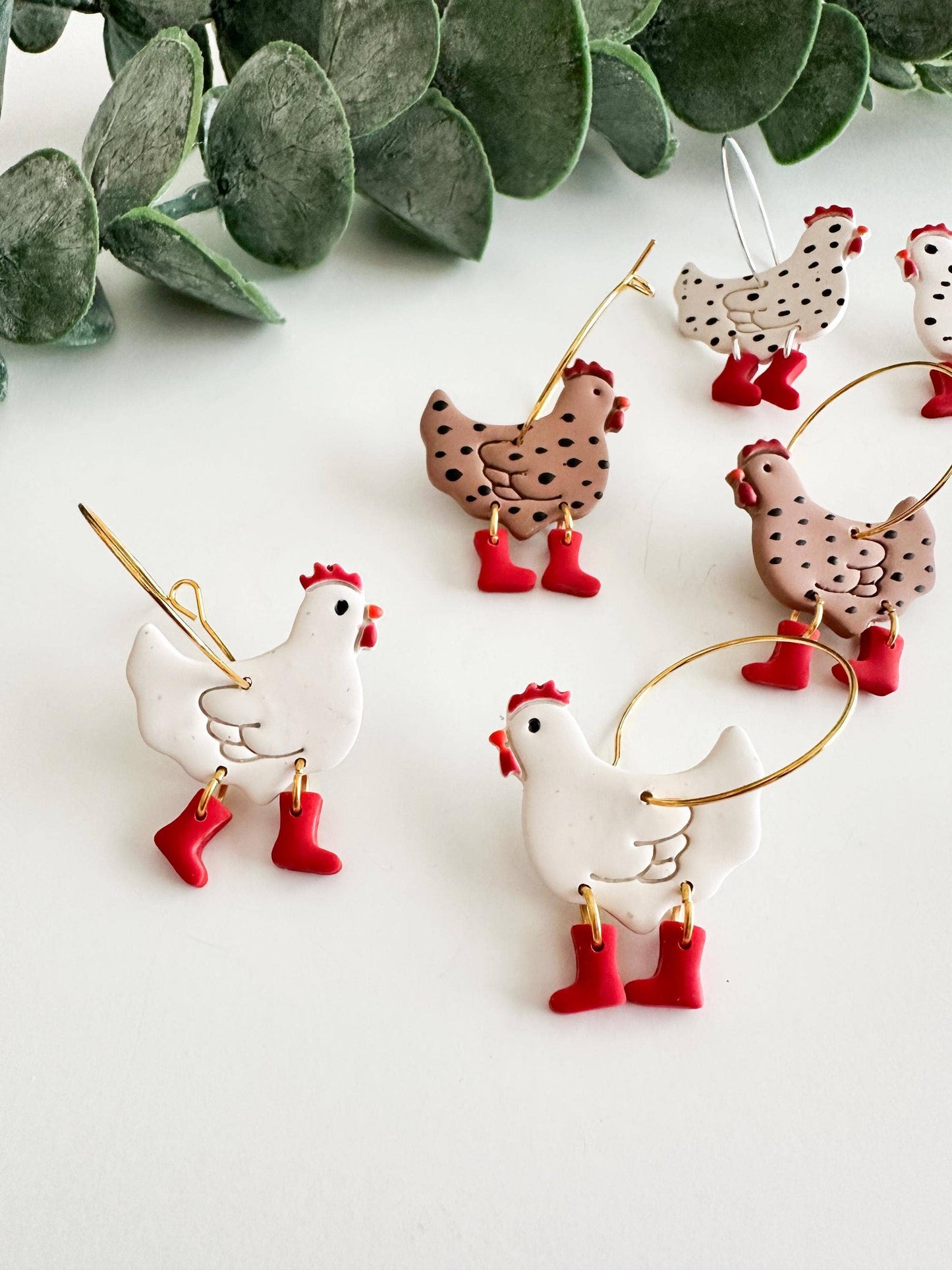 Chicken in Rain Boots Earrings