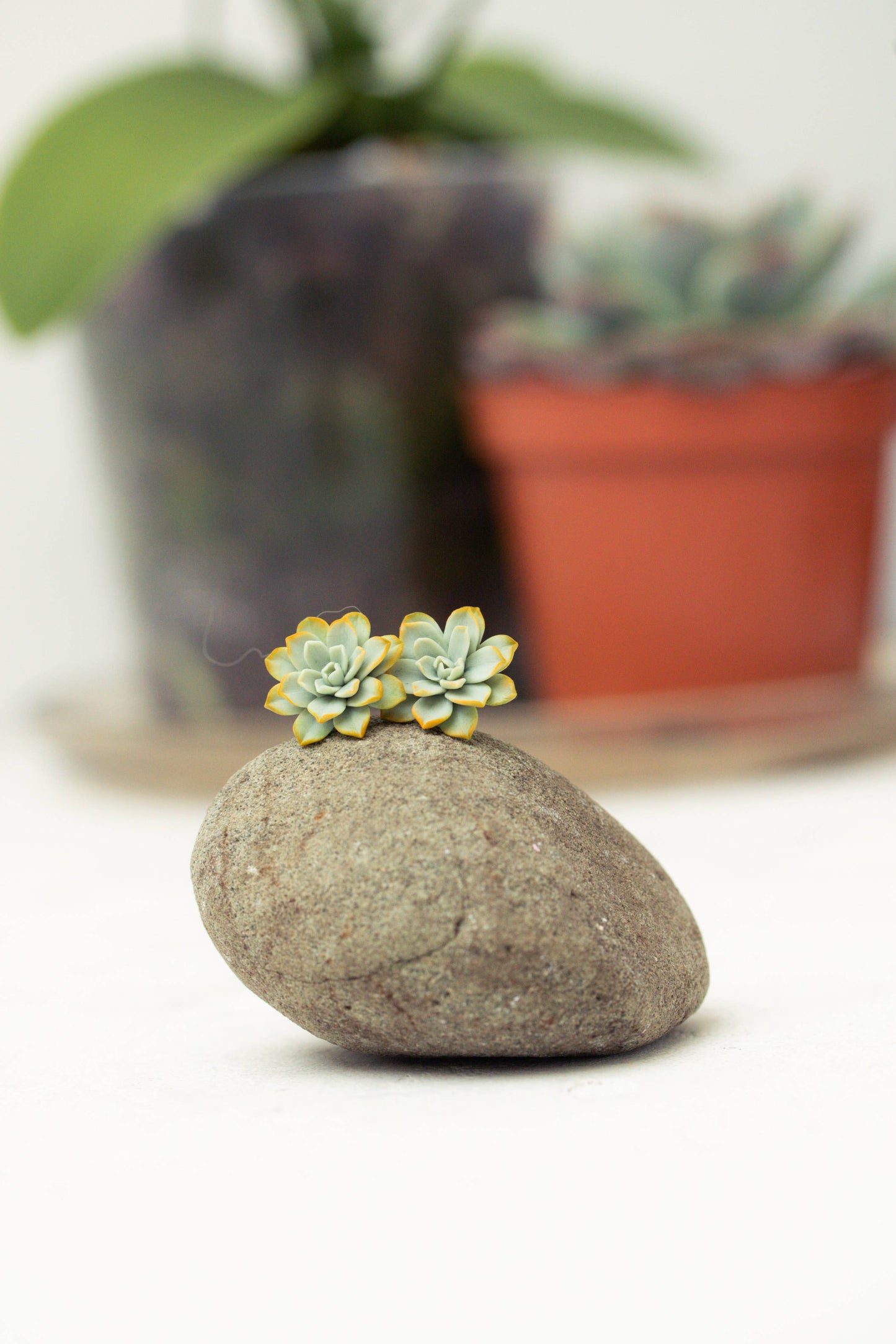 Mini Succulent Polymer Clay Stud Earrings