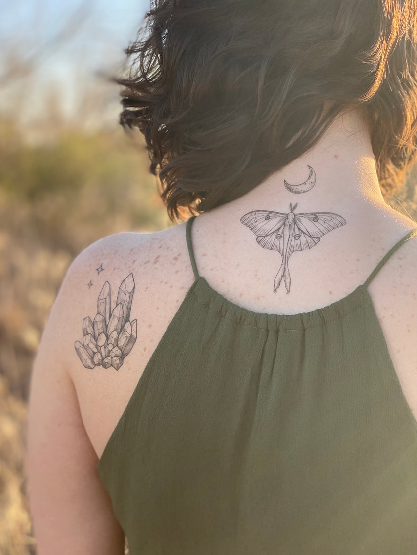 Luna Moth Temporary Tattoo 2-Pack