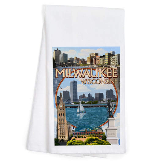 Milwaukee Montage Scenes Tea Towel