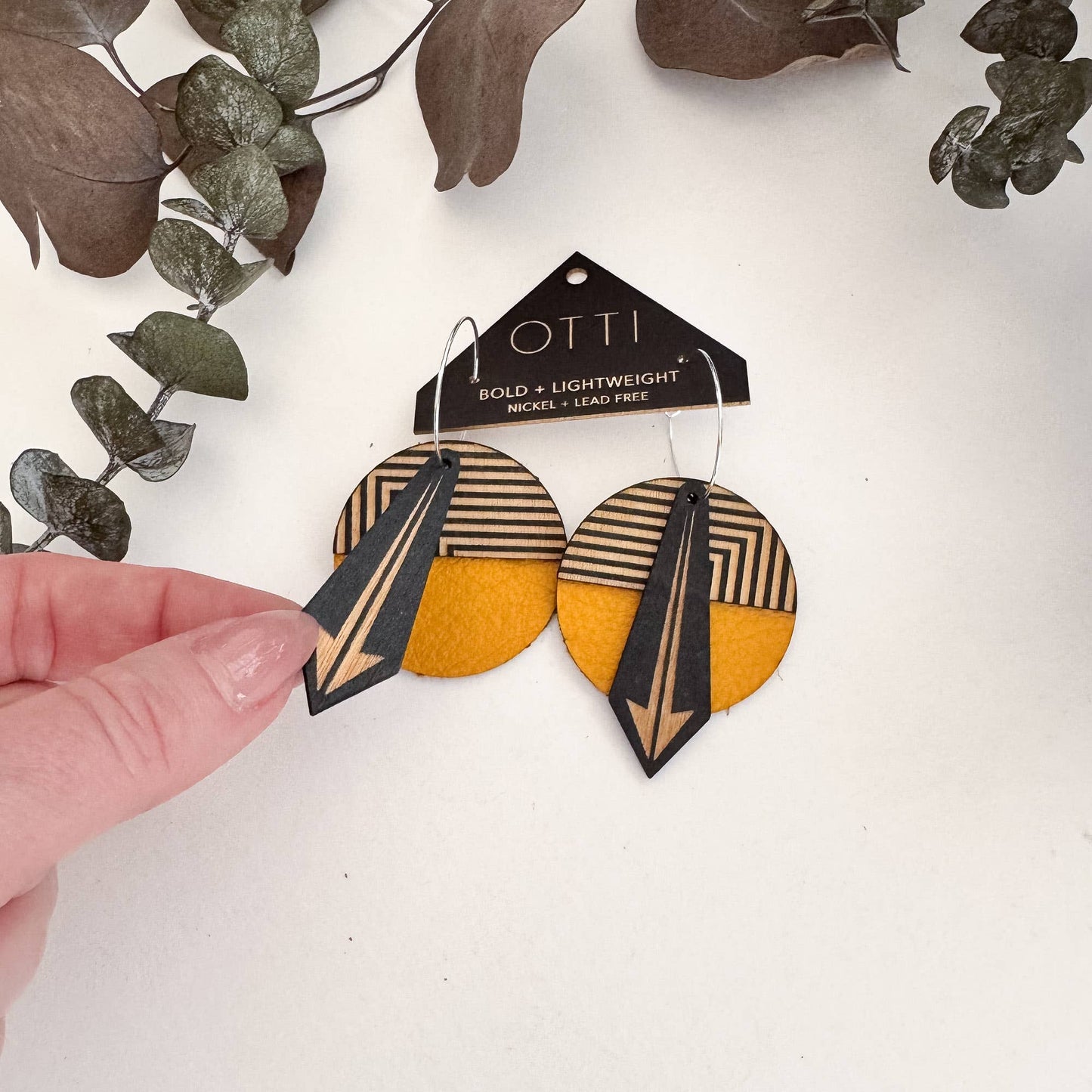 Geo: Mustard Arrow Lines Earrings