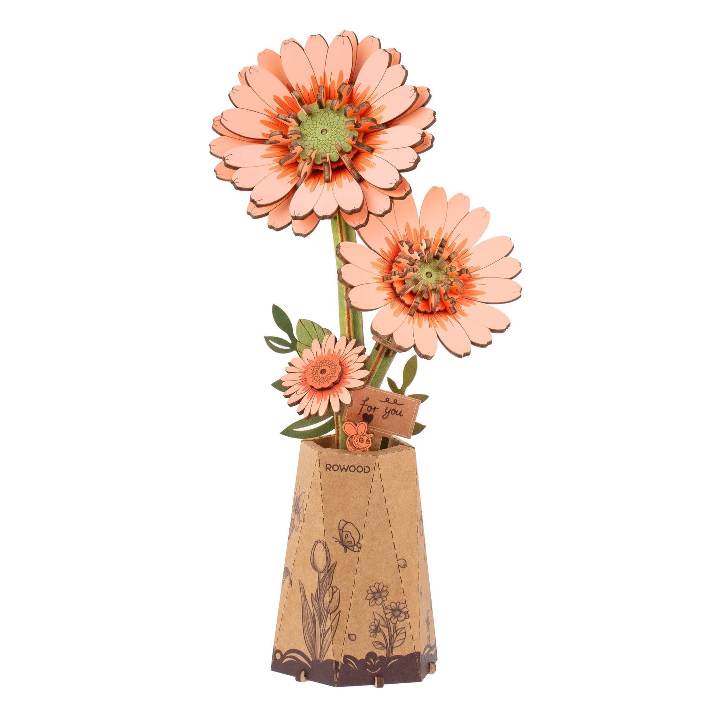 Rowood Light Orange Gerbera 3D Wooden Puzzle