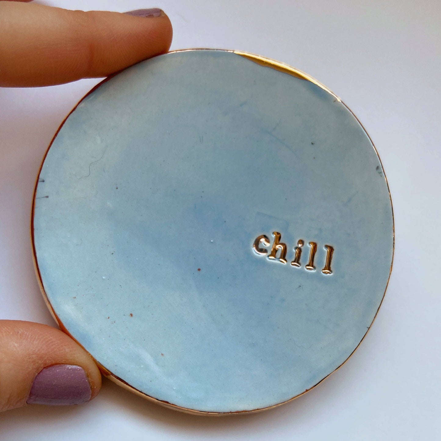 Chill Hand Built Jewelry Dish with 22k Gold Accent