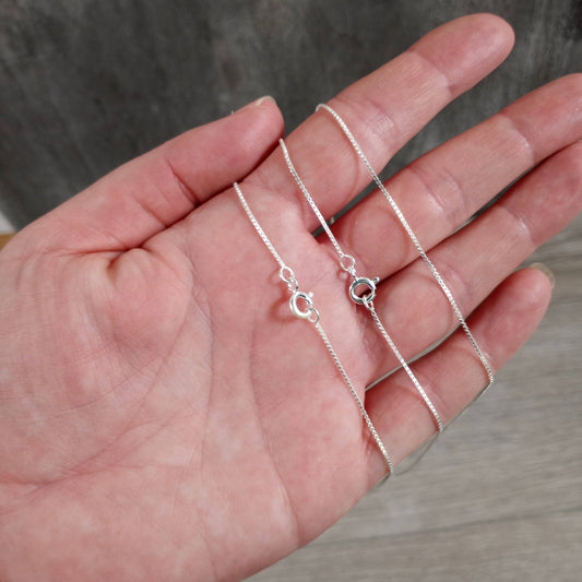 Sterling Silver .08 Box Chain with Lobster Claw