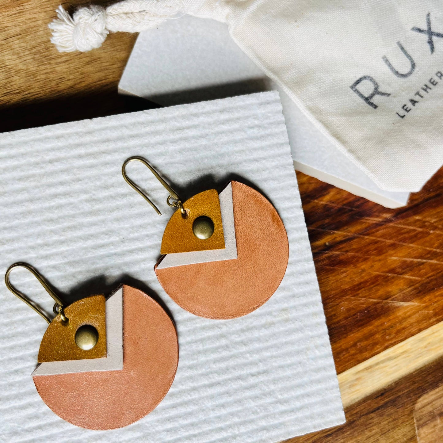 Handcrafted Leather, Tan, Desert Bloom Earrings