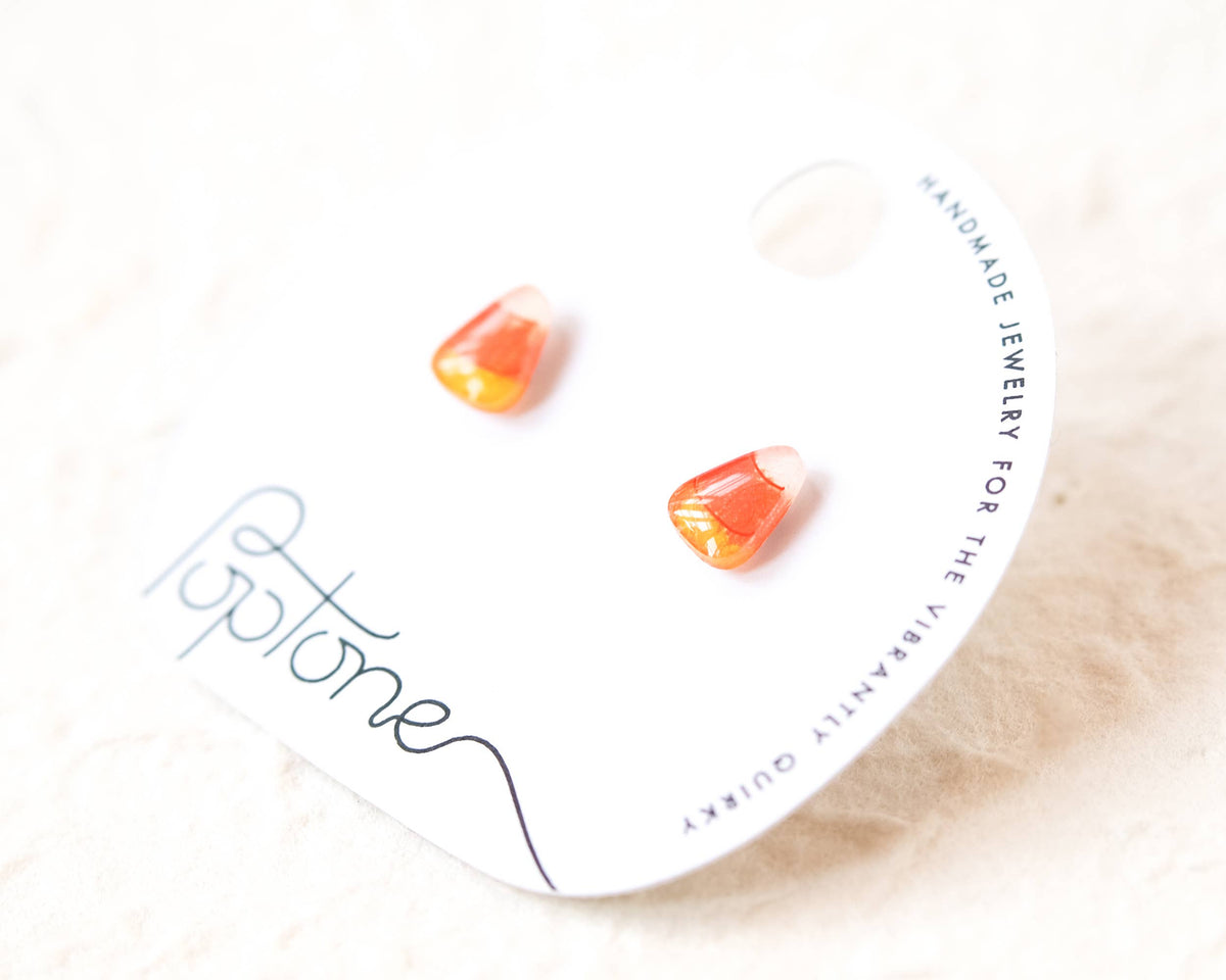 Candy Corn Tiny Halloween Stud Earrings