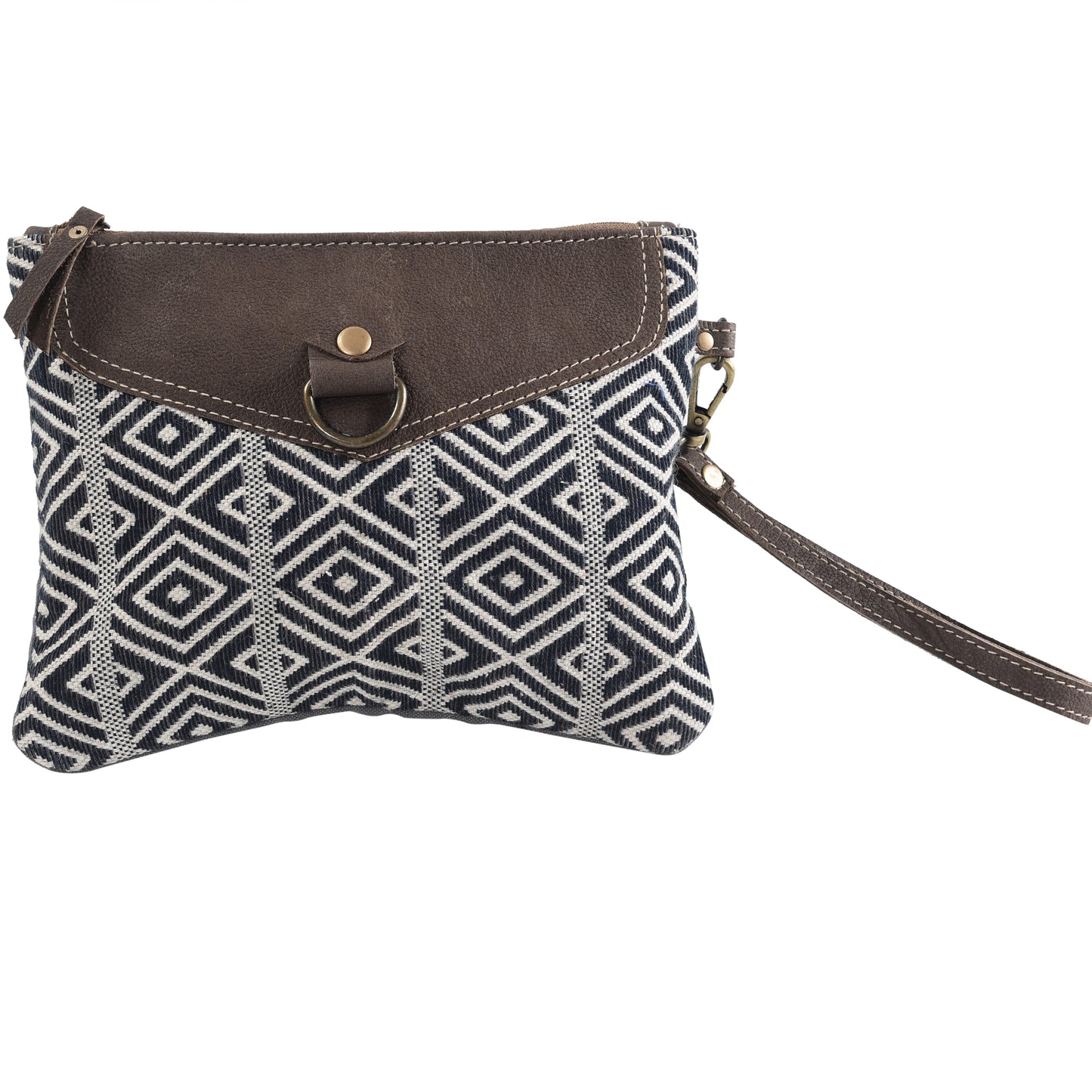 Rug Wristlet With Leather Closure