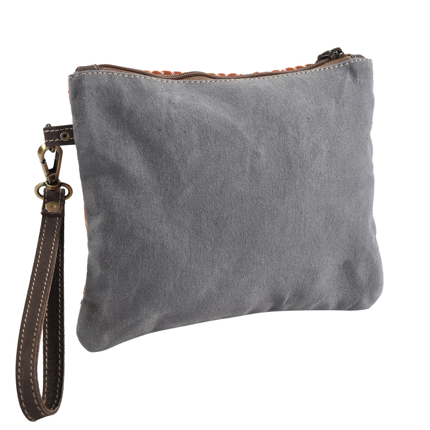 Rug Wristlet With Leather Trim