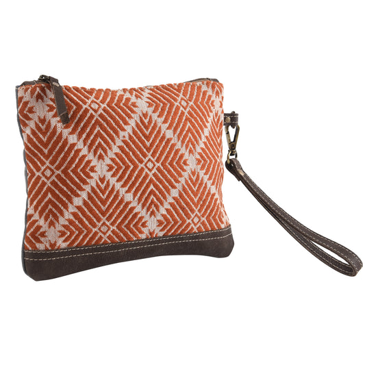 Rug Wristlet With Leather Trim