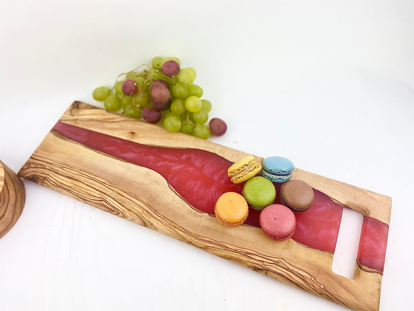 Olive Wood And Resin Rectangle Serving Board w/Built In Handle