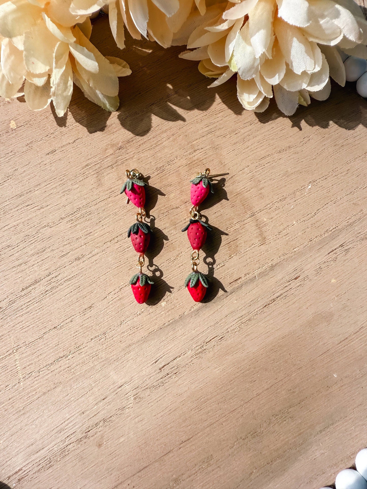Strawberry Dangle Earrings, Boho Clay Earrings, Summer
