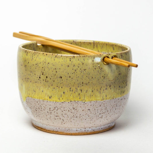 Rice/Noodle Bowl - Handmade Stoneware Clay - Lemon