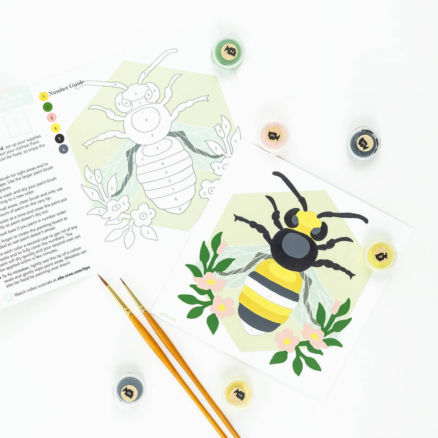 Bee with Floral Garland MINI Paint-by-Number Kit