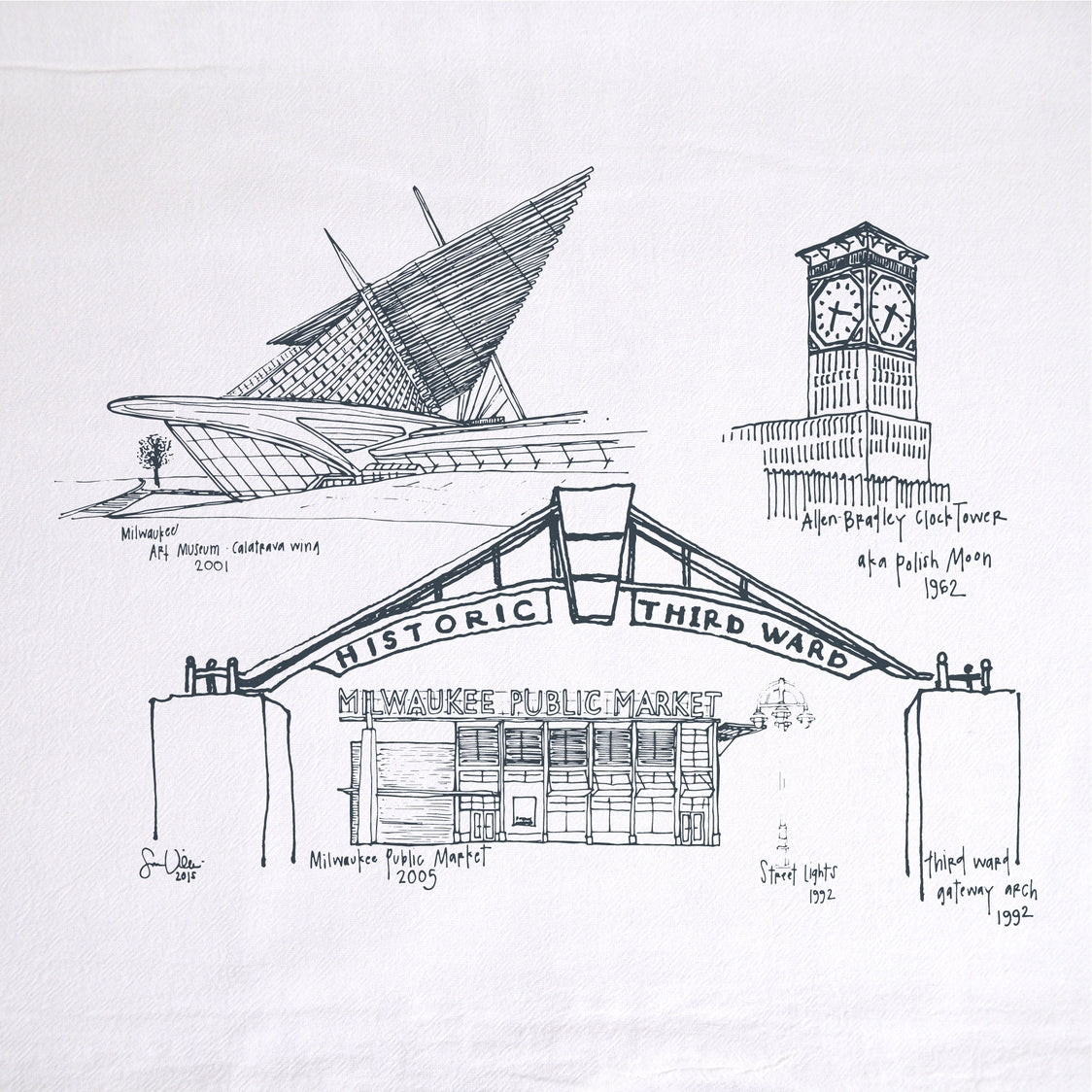 Milwaukee Landmarks Tea Towel