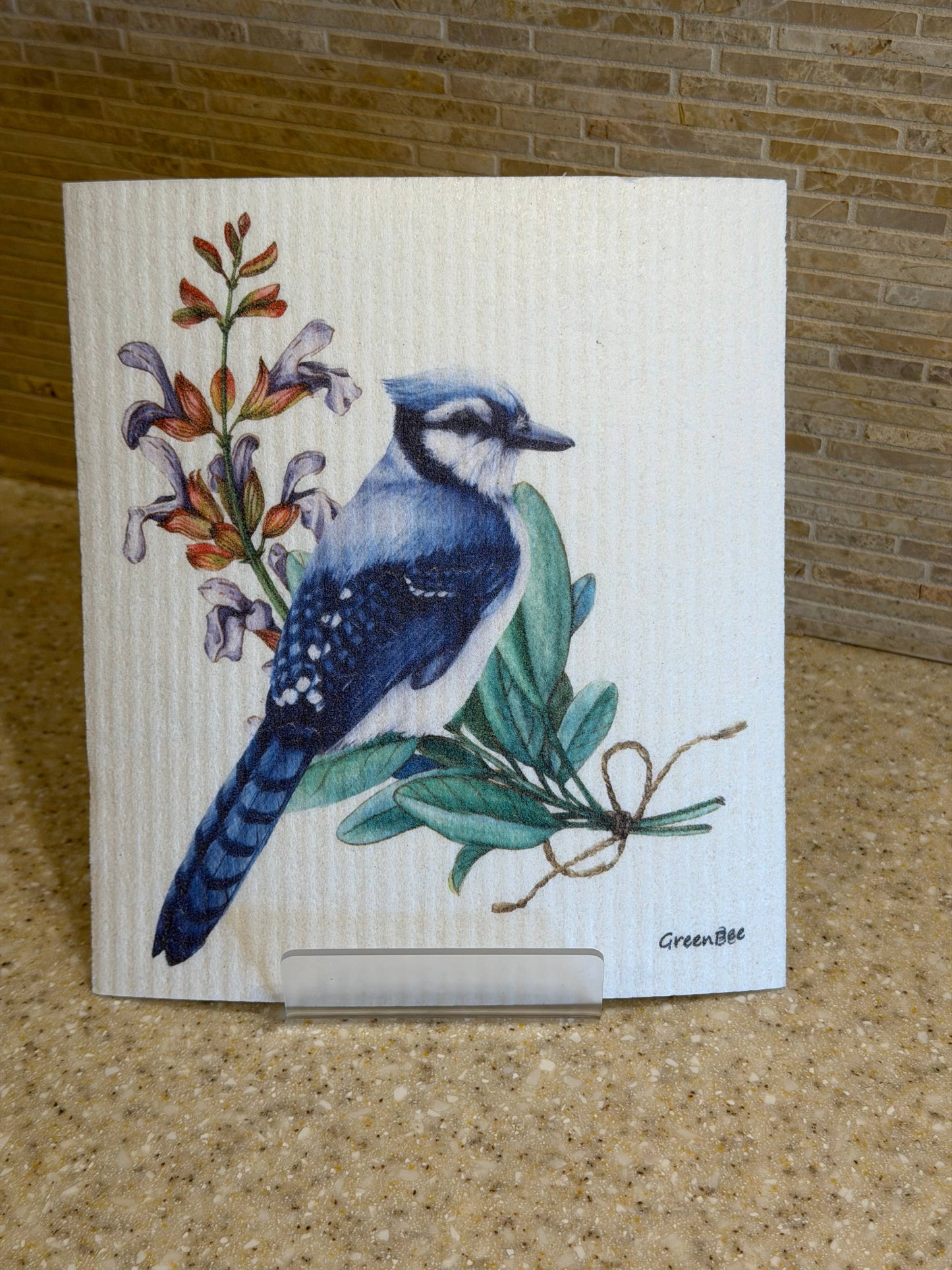 Blue Jay Swedish Dishcloth