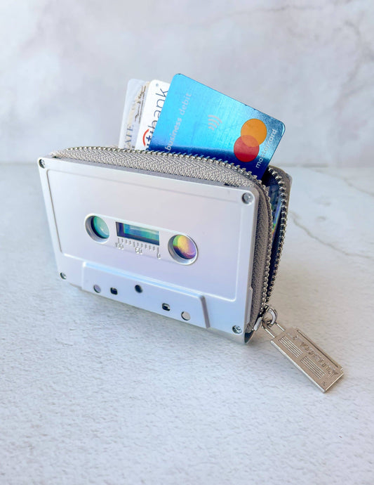 Electro SIlver 80's Retro Cassette Tape Wallet