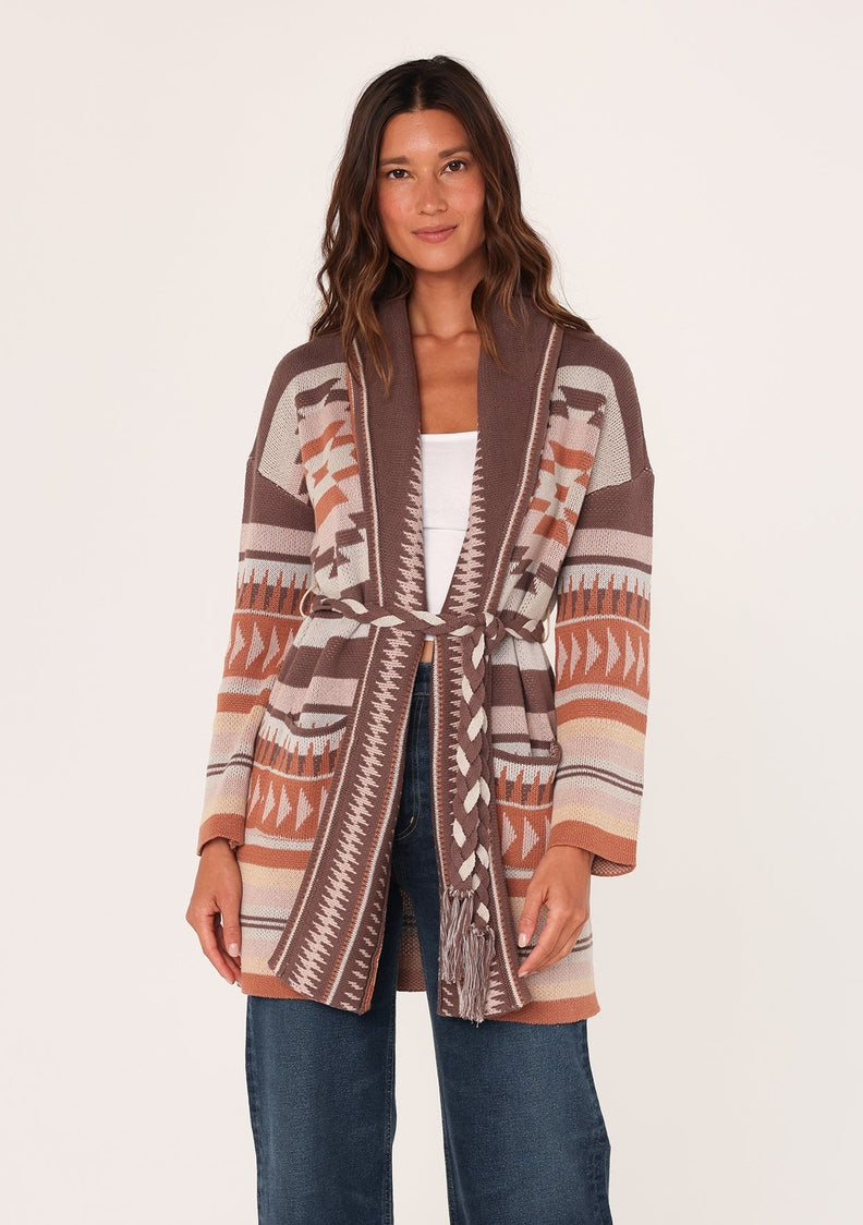 Heritage Jacquard Long Sleeve Wrap Cardigan