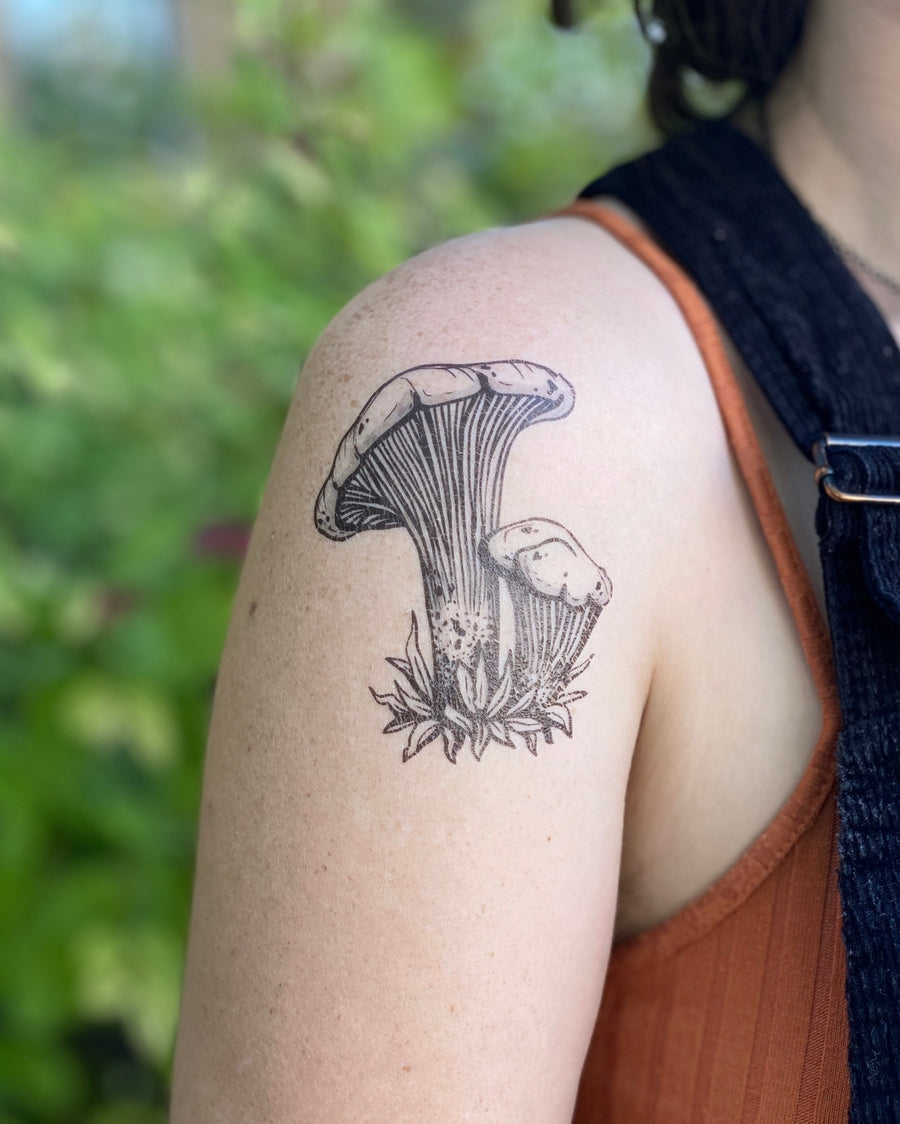 Chanterelle Mushroom Temporary Tattoo 2-Pack