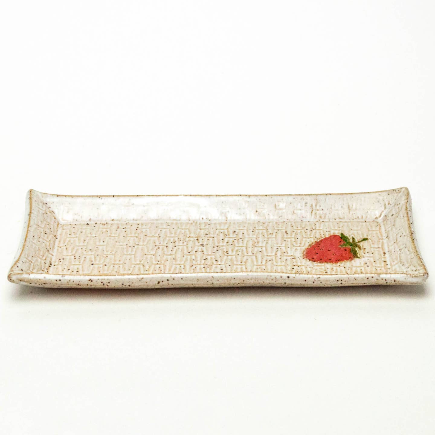 Strawberry Pattern Handmade Ceramic White Butter Dish