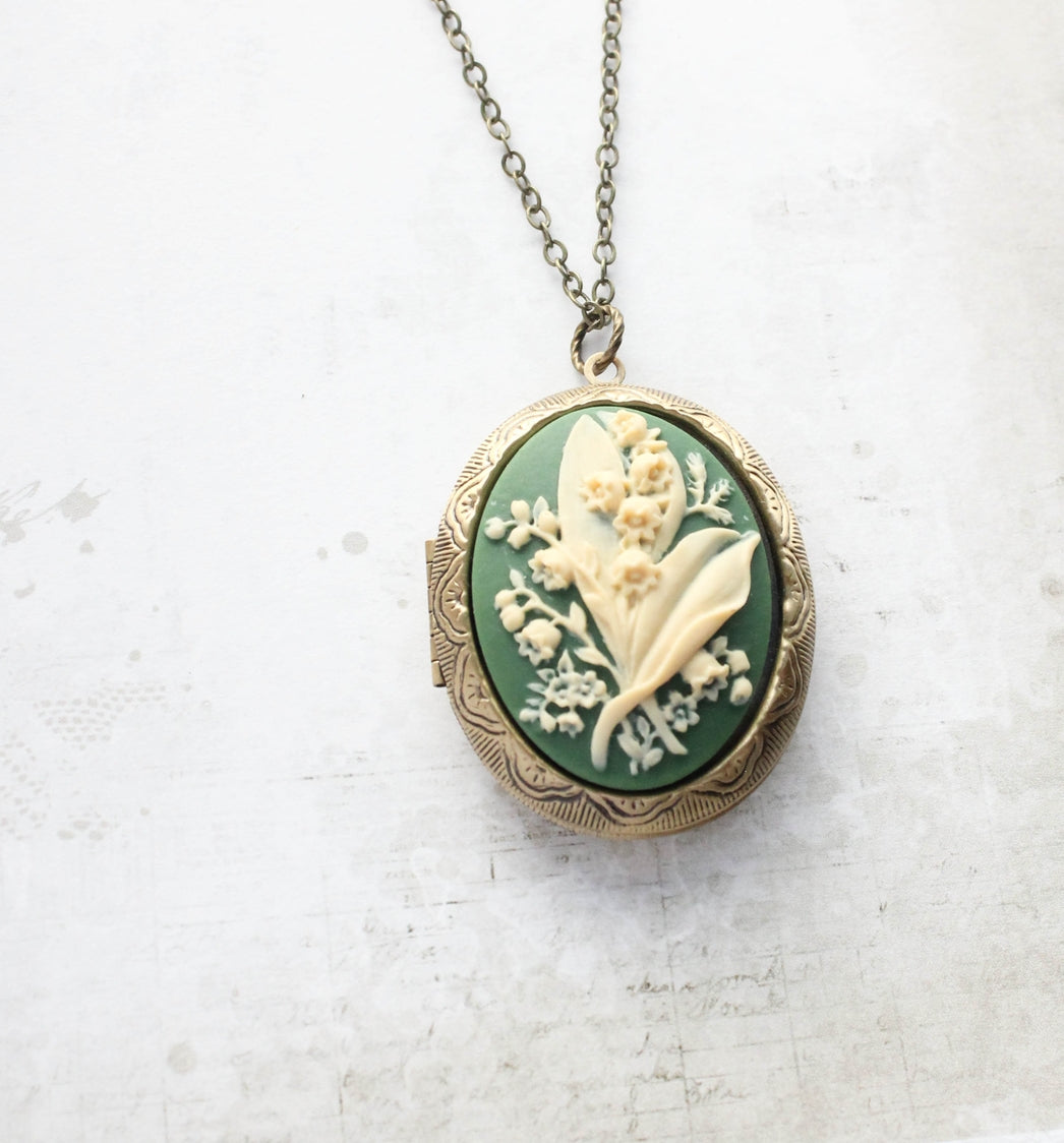 Lily of The Valley Cameo Locket