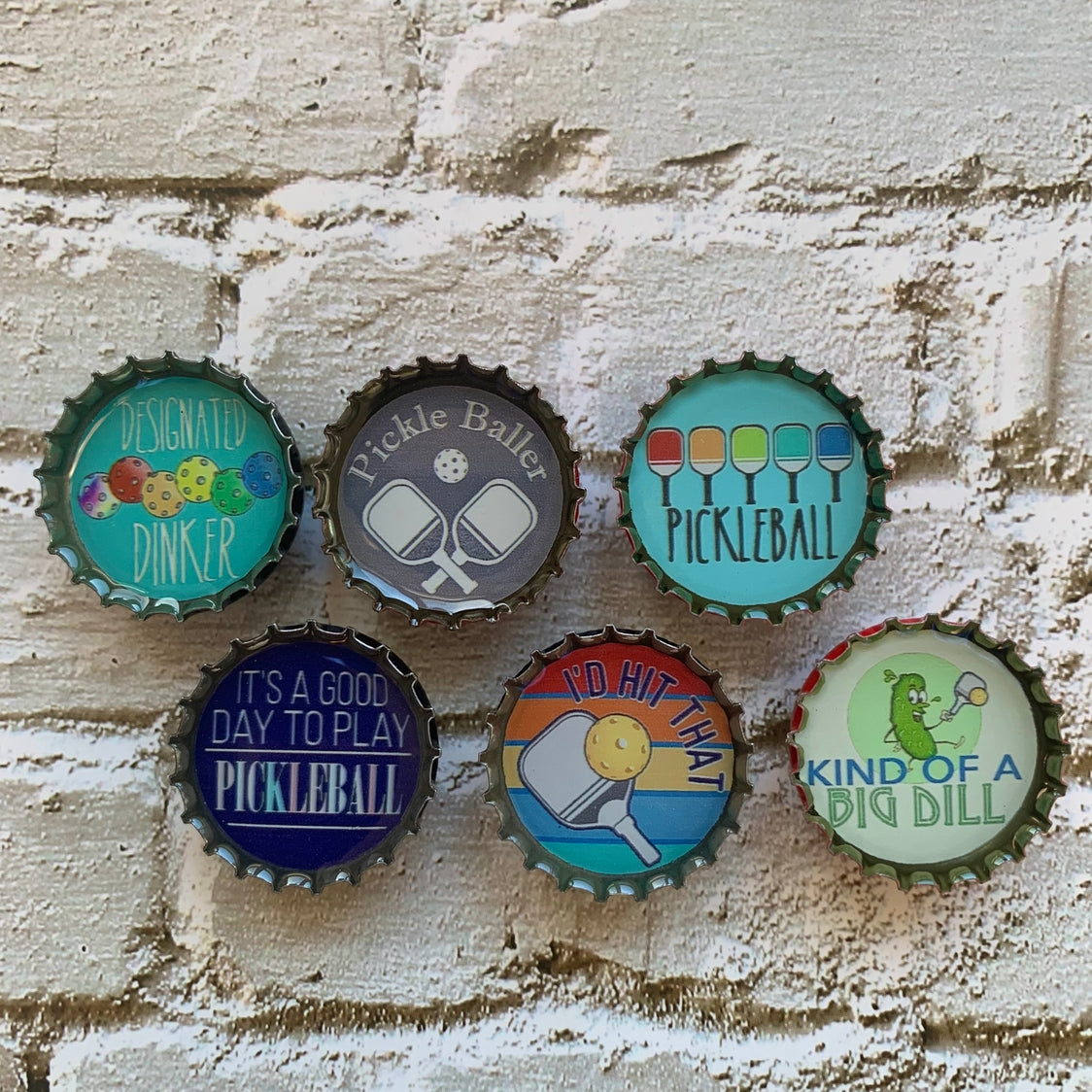 Pickleball Bottle Cap Magnet Set