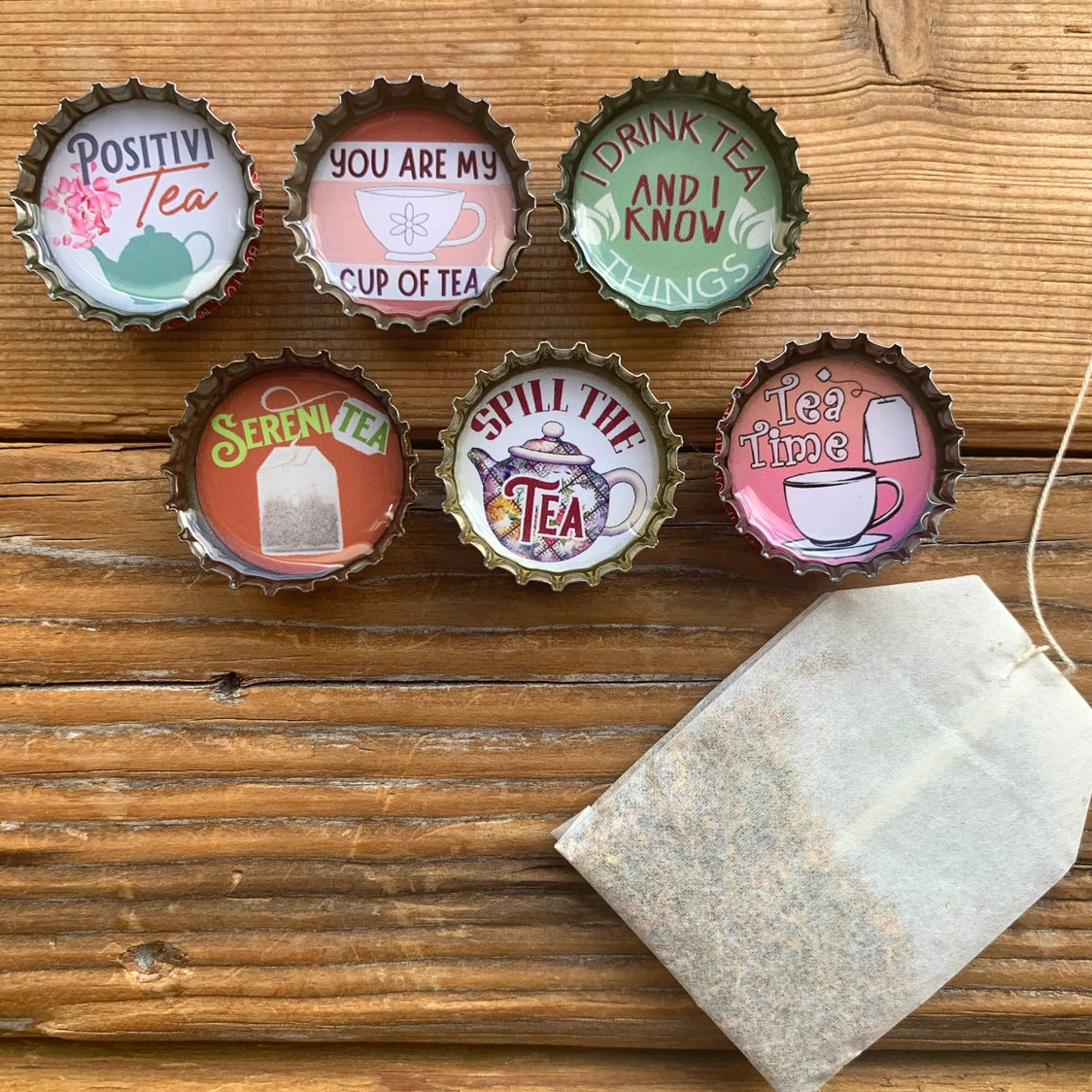 Tea Lover Bottle Cap Magnet Set