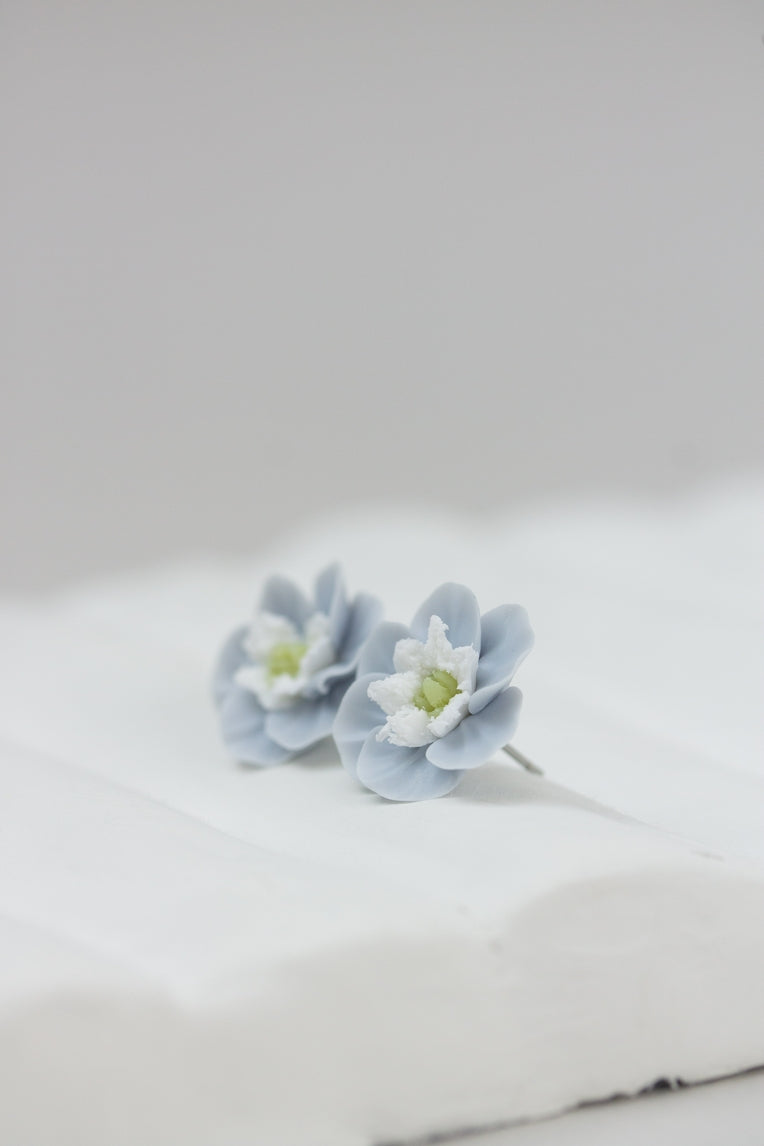 Delicate Blue Flowers Stud Earrings